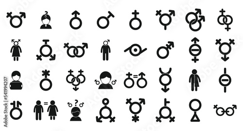 Gender identity icons set simple vector. Sex couple. Female diversity photo