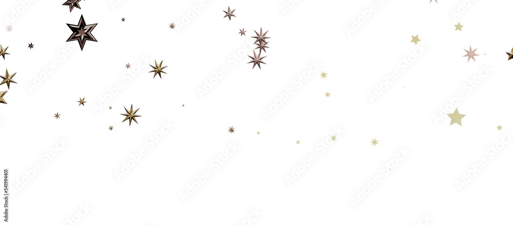 Obraz premium golden openwork shiny snowflakes, star, 3D rendering.
