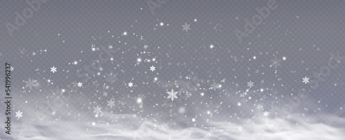 Realistic falling snow.Christmas background.Isolated on transparent background.