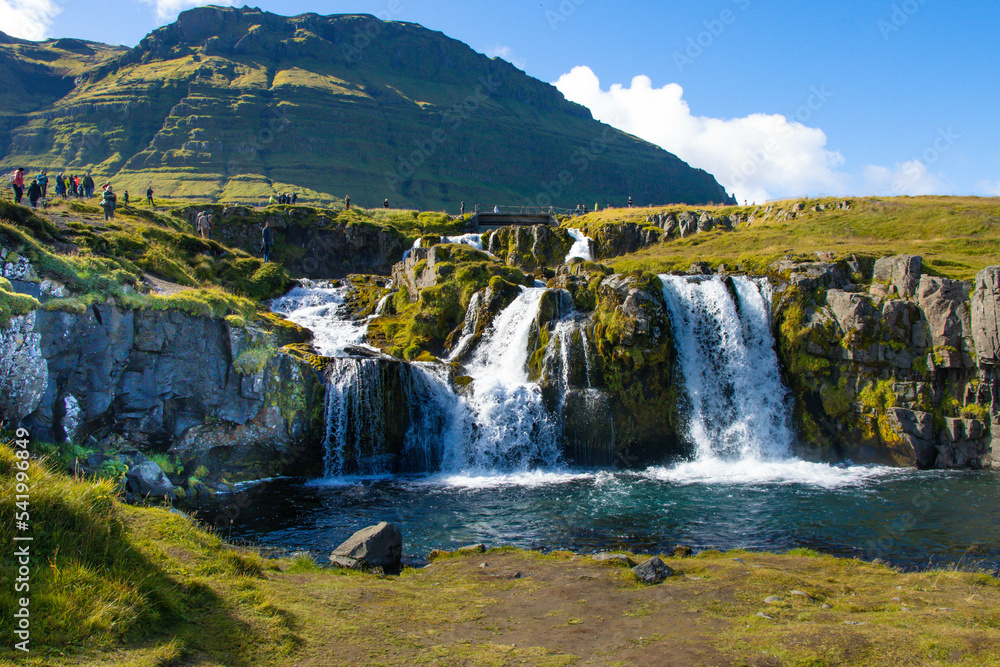 Kirkjufellsfoss iceland in summer august Kirkjufellsfoss iceland in summer august