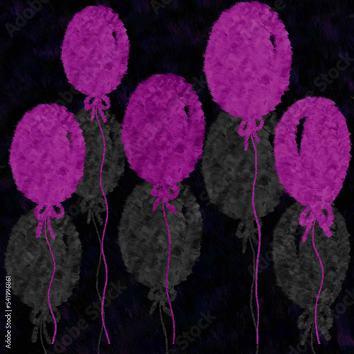 fur ball,fur balloon pink balloons on black background