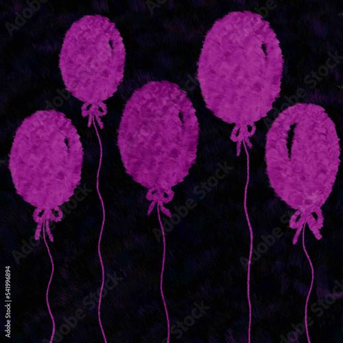 fur ball,fur balloon pink balloons isolated on black