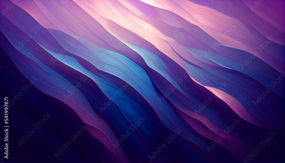 Fototapeta premium Tenderness in lilac-violet color. Beautiful drawing in the style of the aurora borealis. The lines change color from light at the top to dark at the bottom.