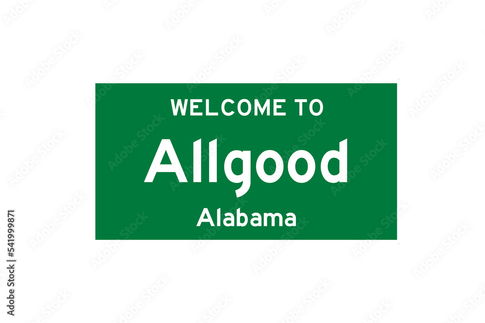 Allgood, Alabama, USA. City limit sign on transparent background. Allgood, Alabama, USA. City limit sign on transparent background.