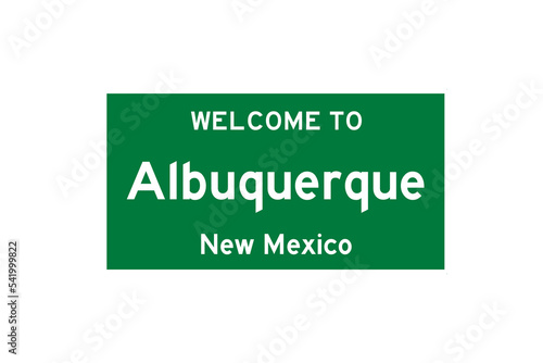Albuquerque, New Mexico, USA. City limit sign on transparent background.  photo