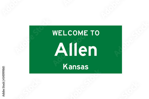 Allen, Kansas, USA. City limit sign on transparent background.  photo