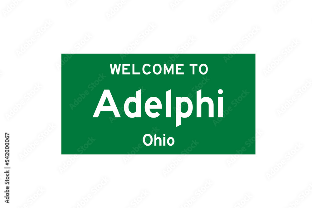 Adelphi, Ohio, USA. City limit sign on transparent background. 