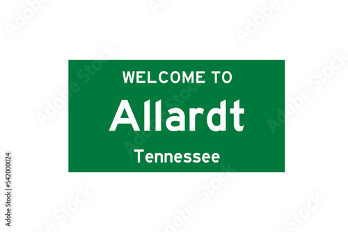 Allardt, Tennessee, USA. City limit sign on transparent background.  photo