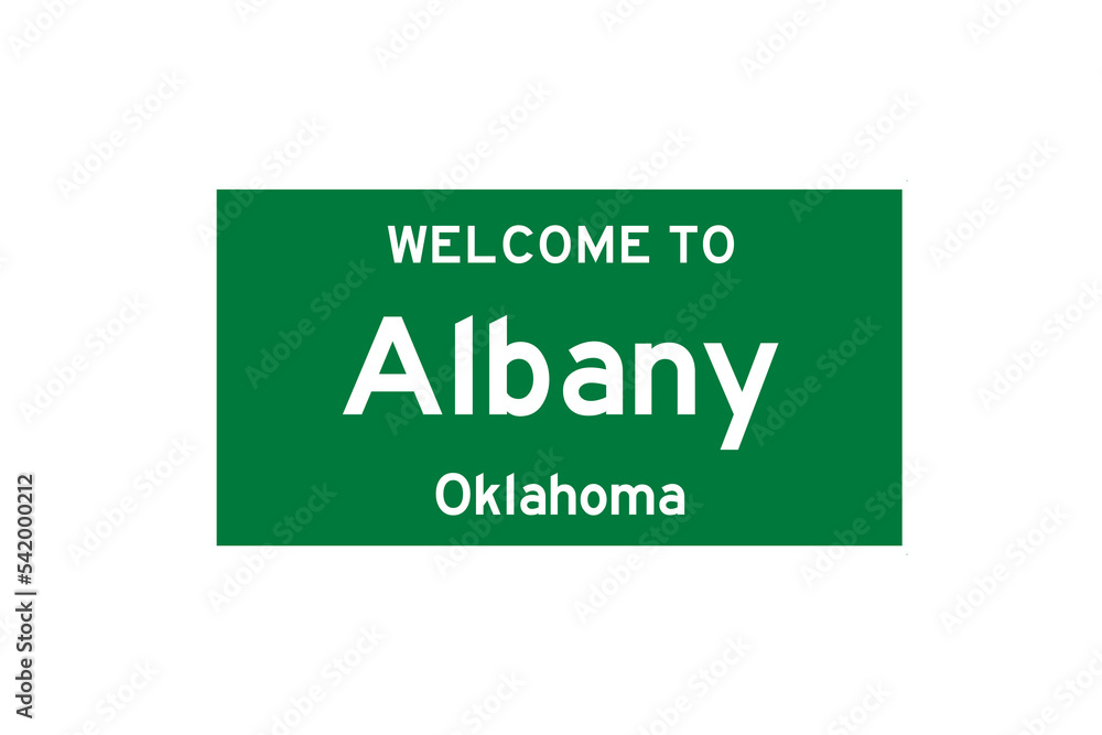 Albany, Oklahoma, USA. City limit sign on transparent background. Albany, Oklahoma, USA. City limit sign on transparent background.