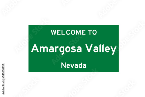 Amargosa Valley, Nevada, USA. City limit sign on transparent background. 