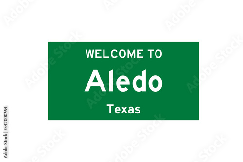 Fotografie Aledo, Texas, USA. City limit sign on transparent background.