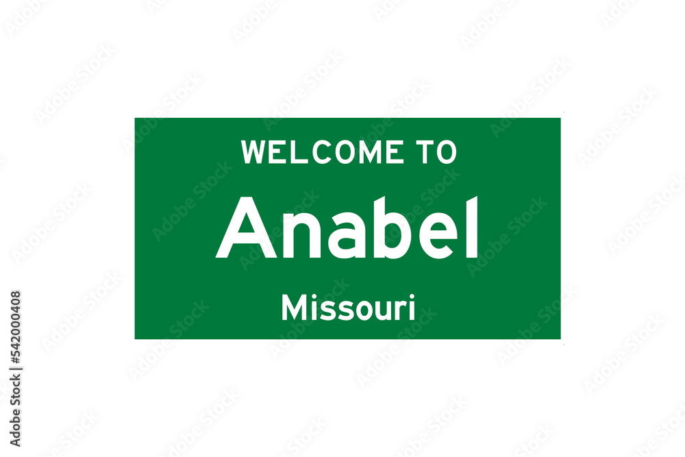Anabel, Missouri, USA. City limit sign on transparent background. Anabel, Missouri, USA. City limit sign on transparent background.