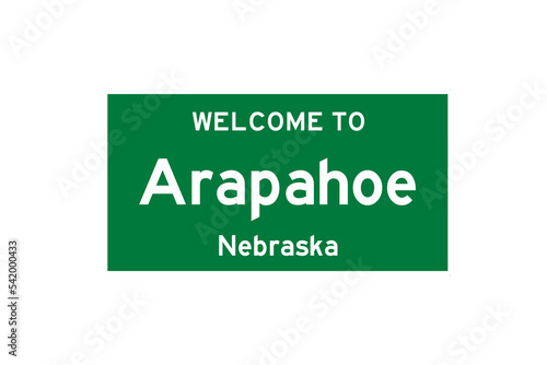 Arapahoe, Nebraska, USA. City limit sign on transparent background.  photo