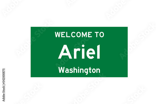 Ariel, Washington, USA. City limit sign on transparent background.  photo