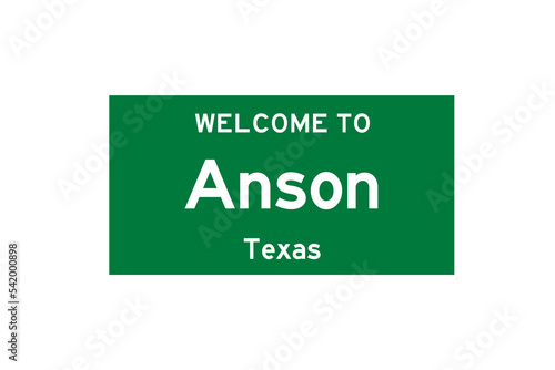 Anson, Texas, USA. City limit sign on transparent background. 