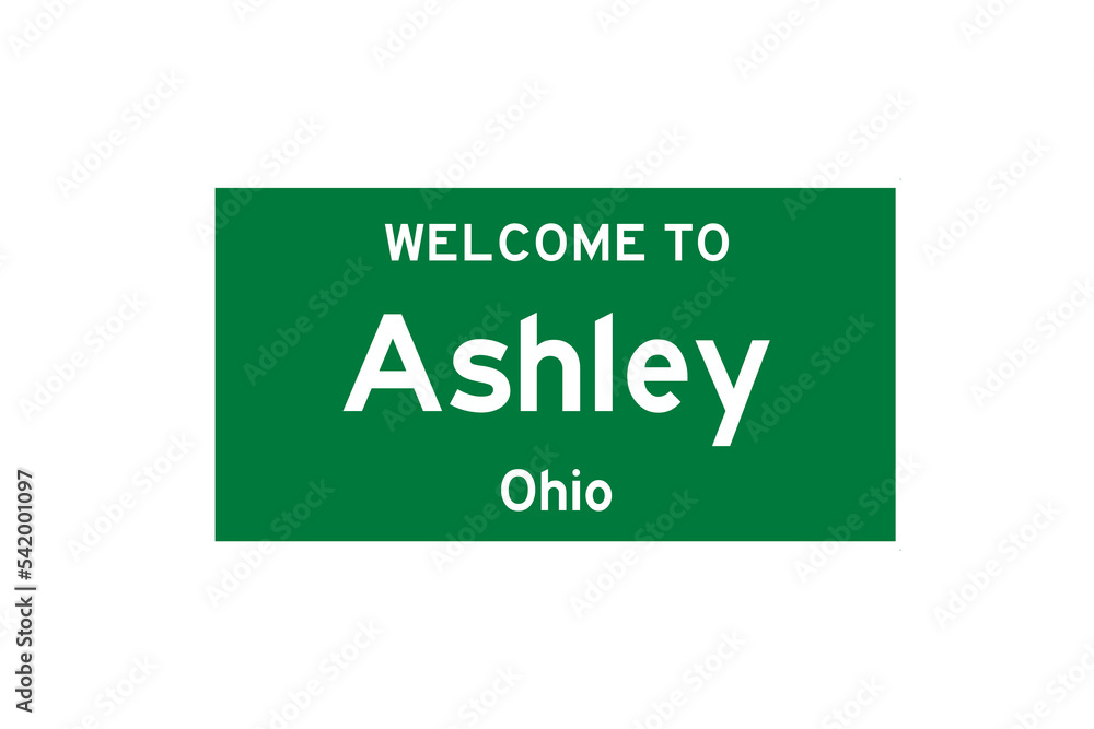 Ashley, Ohio, USA. City limit sign on transparent background. Ashley, Ohio, USA. City limit sign on transparent background.