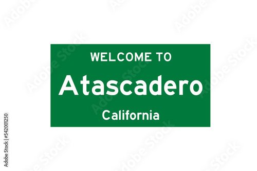 Atascadero, California, USA. City limit sign on transparent background.  photo