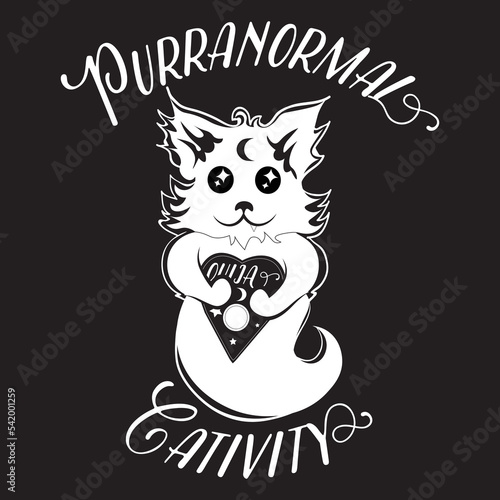 Purranormal cativity halloween vector illustration ghost spirit cat character