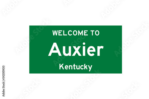 Auxier, Kentucky, USA. City limit sign on transparent background.  photo