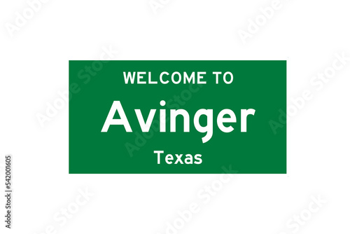 Avinger, Texas, USA. City limit sign on transparent background.  photo