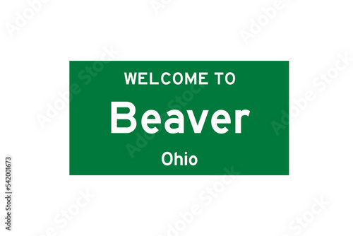 Beaver, Ohio, USA. City limit sign on transparent background.  photo