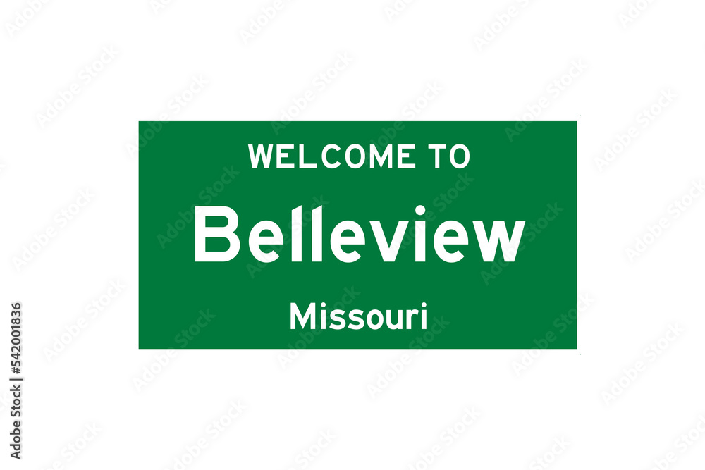 Belleview, Missouri, USA. City limit sign on transparent background. Belleview, Missouri, USA. City limit sign on transparent background.