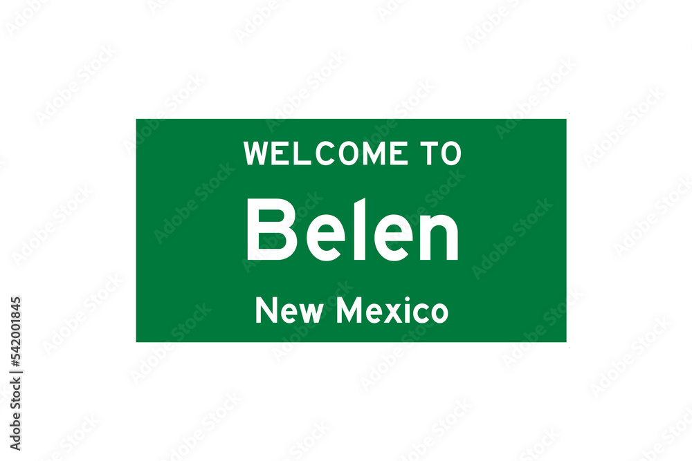 Belen, New Mexico, USA. City limit sign on transparent background