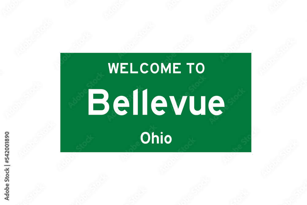 Bellevue, Ohio, USA. City limit sign on transparent background. Bellevue, Ohio, USA. City limit sign on transparent background.
