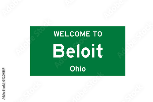 Beloit, Ohio, USA. City limit sign on transparent background.  photo