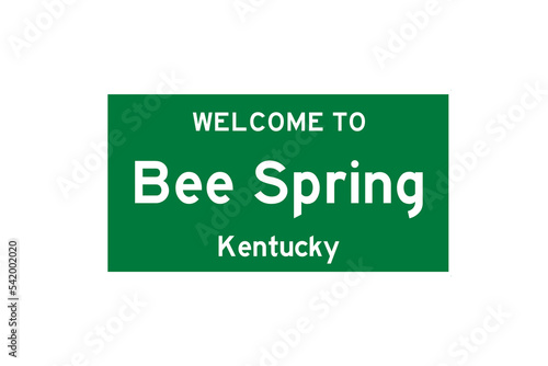 Bee Spring, Kentucky, USA. City limit sign on transparent background.  photo