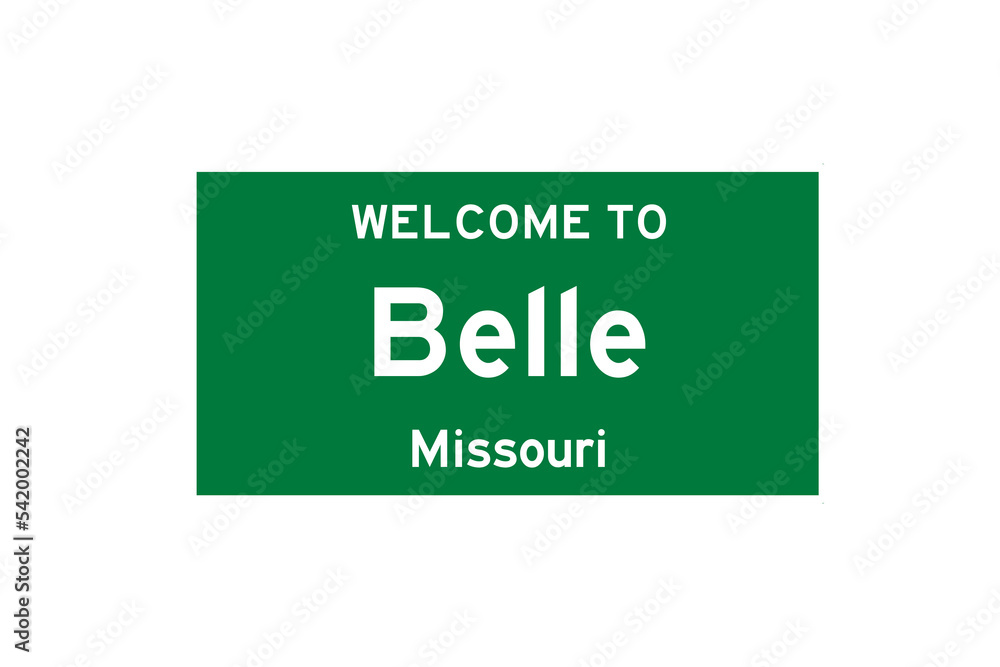 Belle, Missouri, USA. City limit sign on transparent background. Belle, Missouri, USA. City limit sign on transparent background.