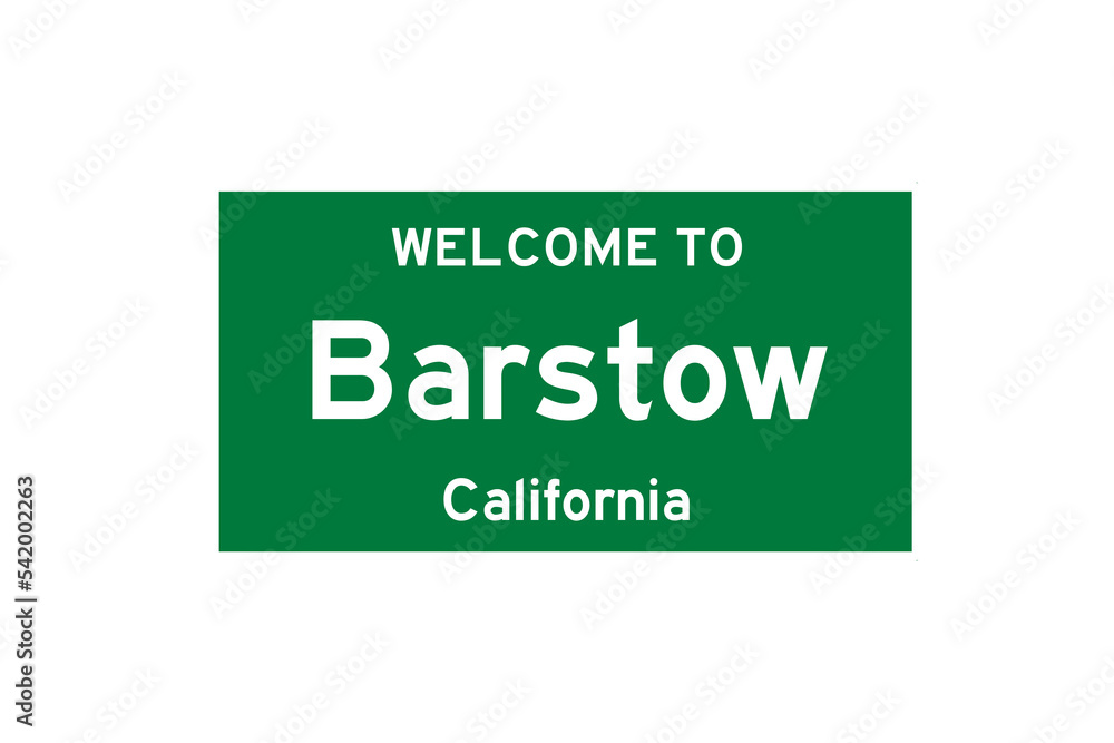 Barstow, California, USA. City limit sign on transparent background. 