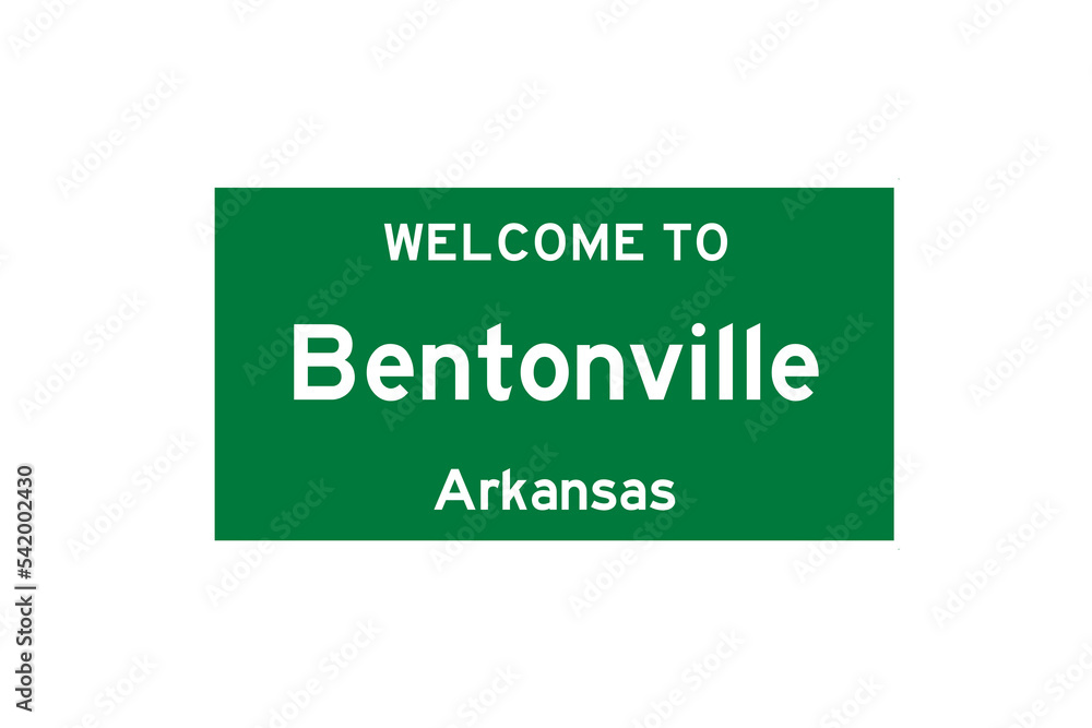 Bentonville, Arkansas, USA. City limit sign on transparent background. Bentonville, Arkansas, USA. City limit sign on transparent background.