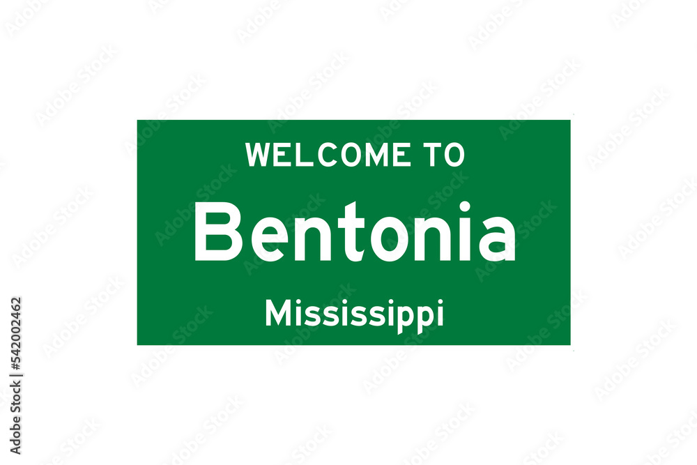 Bentonia, Mississippi, USA. City limit sign on transparent background. Bentonia, Mississippi, USA. City limit sign on transparent background.