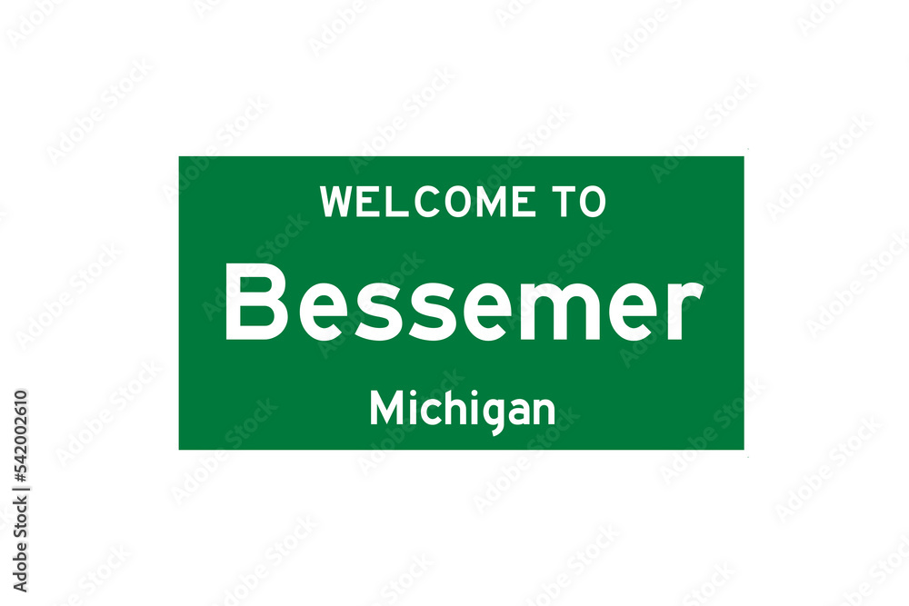 Bessemer, Michigan, USA. City limit sign on transparent background. Bessemer, Michigan, USA. City limit sign on transparent background.