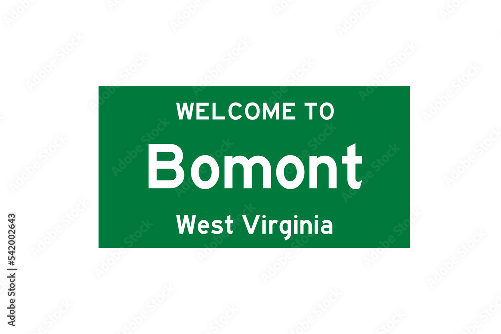 Bomont, West Virginia, USA. City limit sign on transparent background. Bomont, West Virginia, USA. City limit sign on transparent background.