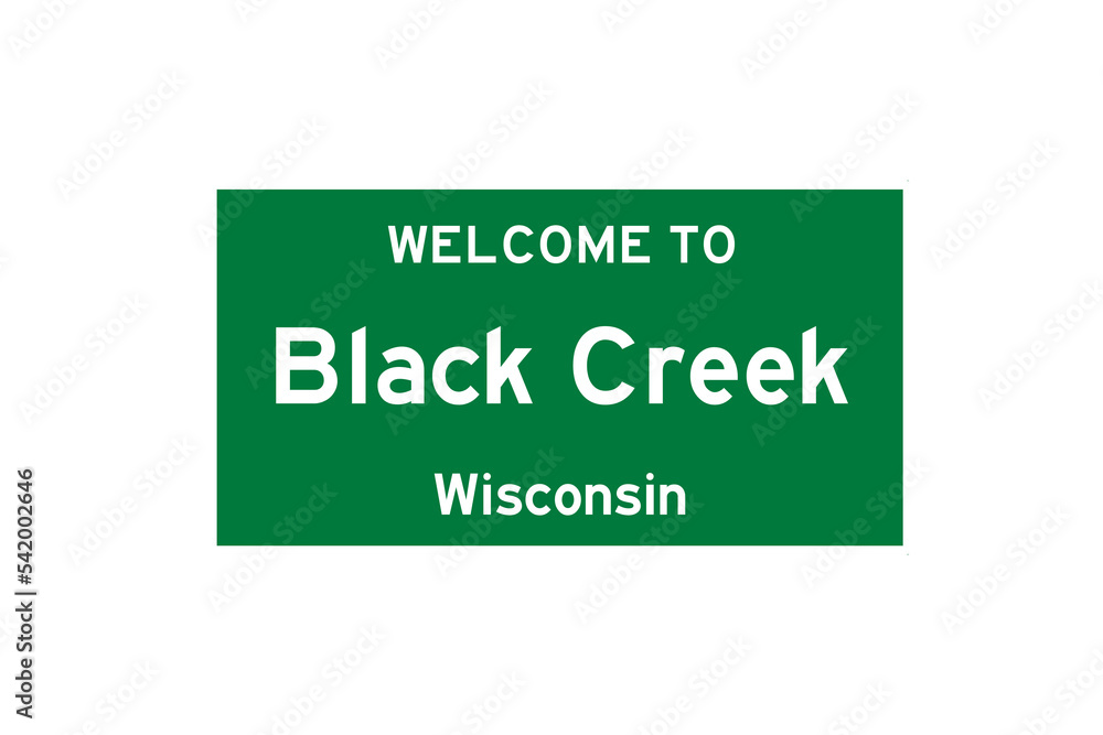 Black Creek, Wisconsin, USA. City limit sign on transparent background. Black Creek, Wisconsin, USA. City limit sign on transparent background.