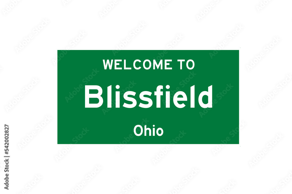 Blissfield, Ohio, USA. City limit sign on transparent background. Blissfield, Ohio, USA. City limit sign on transparent background.