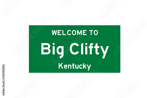 Big Clifty, Kentucky, USA. City limit sign on transparent background.  photo