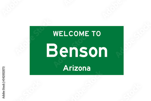 Benson, Arizona, USA. City limit sign on transparent background.  photo