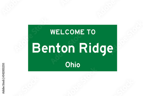 Benton Ridge, Ohio, USA. City limit sign on transparent background.  photo