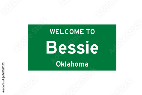 Bessie, Oklahoma, USA. City limit sign on transparent background.  photo