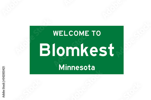 Blomkest, Minnesota, USA. City limit sign on transparent background.  photo