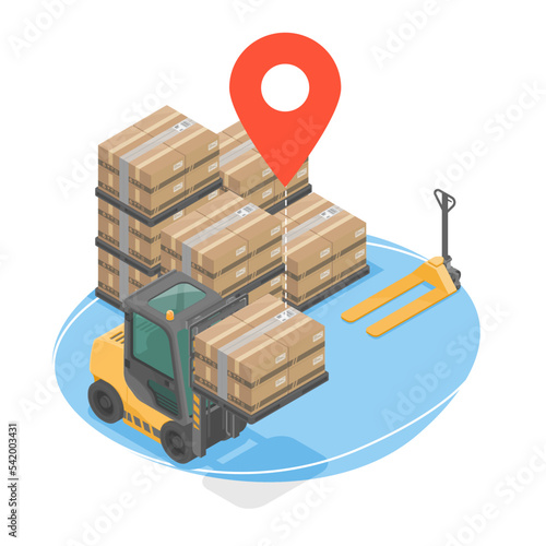 tracking warehouse cargo management forklift element isometric vector