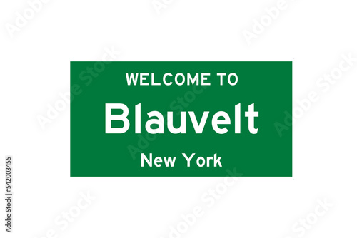 Blauvelt, New York, USA. City limit sign on transparent background.  photo