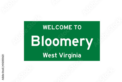 Bloomery, West Virginia, USA. City limit sign on transparent background.  photo