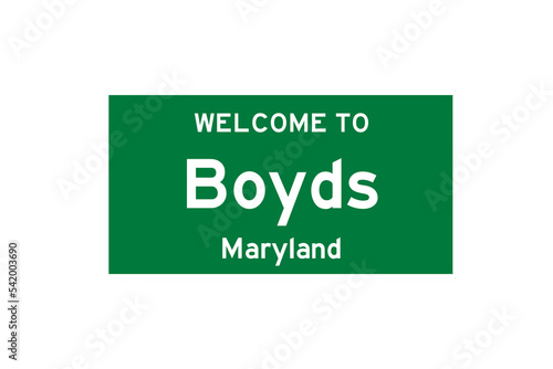 Boyds, Maryland, USA. City limit sign on transparent background.  photo