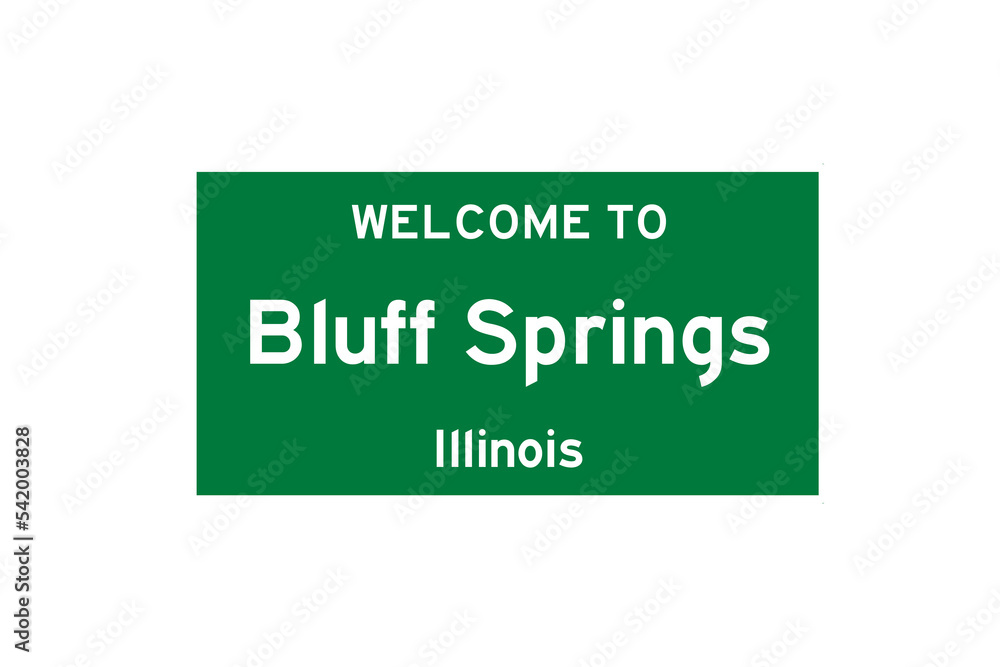 Bluff Springs, Illinois, USA. City limit sign on transparent background. Bluff Springs, Illinois, USA. City limit sign on transparent background.