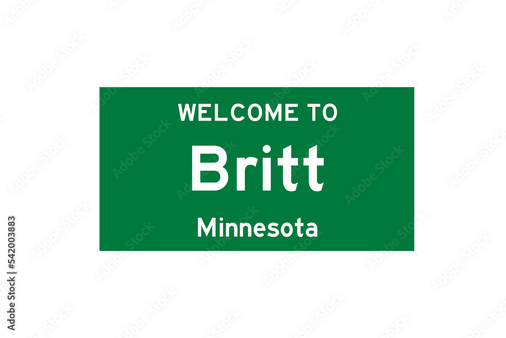 Britt, Minnesota, USA. City limit sign on transparent background. Britt, Minnesota, USA. City limit sign on transparent background.
