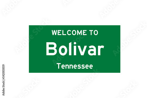 Bolivar, Tennessee, USA. City limit sign on transparent background.  photo